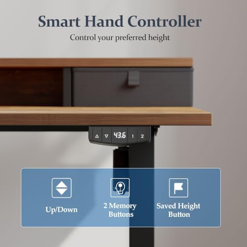 Klicelor 40 x 24 Inch Electric Standing Desk with Drawers, Adjustable Height Small Sit Stand Desk for Home Office, Compact Computer Workstation with Storage– Rustic Brown - Image 7