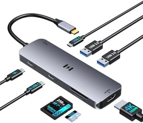 Selore USB-C Hub HDMI Adapter 8-in-1 USB-C Video Hub 4K@60Hz USB-C Dongle by SeloreS-Global