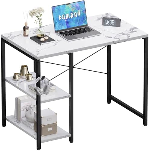 Pamray 32 Inch Small Computer Desk with Shelves for Bedroom Small Spaces by PAMRAY