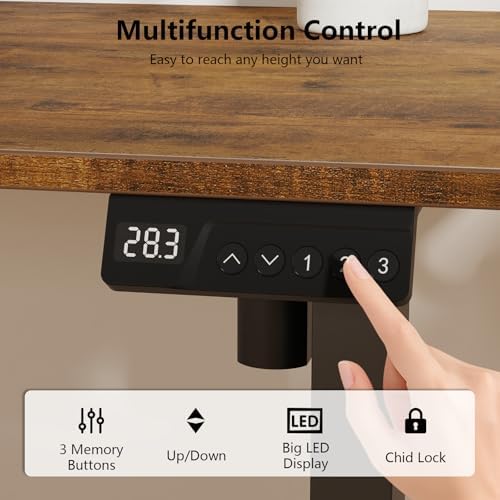 55x28 inch Electric Standing Desk, Adjustable Height Desk, Brown - Image 6