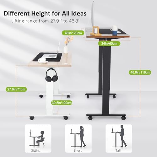 farexon 4 Memory Heights, 27.9''-46.8'' Lifting Range, Double Hooks, Rounded Corners, Adjustable Sit Stand up Desk for Home Office - Image 5
