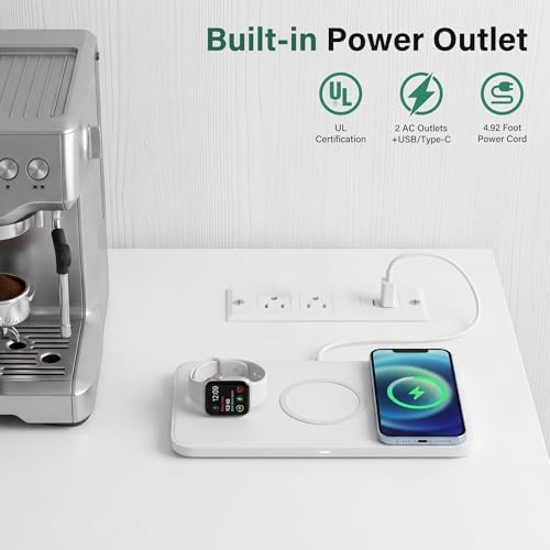 Mini Fridge Cabinet with Storage & Power Outlet, Coffee Bar Cabinet, White - Image 4