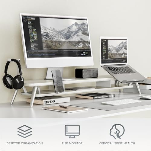 Fenge 42.5-Inch Monitor Stand Riser with Laptop, Phone & Headphone Holders - Image 2