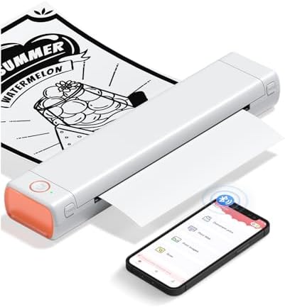 Phomemo Portable Printers Wireless for Travel, M08F Thermal Bluetooth Printer Support for 8.5"x11" US Letter, Inkless Printer Compatible with iOS, Android,White,1 Printer + 10 Sheets of Thermal Paper by Phomemo