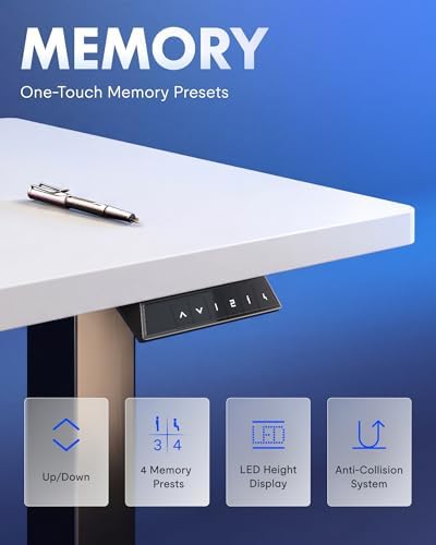 FLEXISPOT EN1 One-Piece Standing Desk, Electric Adjustable with 4 Memory Presets, 176 LBS Capacity, Stable & Quiet, Seamless Desktop for Home Office & Dual Monitors, 48"x24" White - Image 6