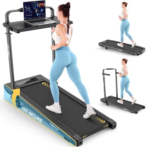 FUNMILY Upgrade Walking Pad Folding Treadmill with 12%/15% Incline & Handle Bar, 3.5HP Foldable Under Desk Compact Treadmills for Home/Office/Gym, 400+lb Capacity, Shock Absorption by FUNMILYSportsFitnessCardioTraining