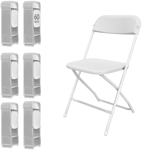 60 Pack White Folding Chairs for School Events Wedding Party Picnic by IWDOO