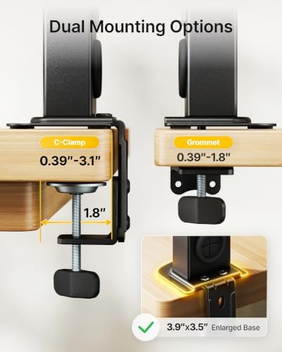 monTEK Powered Stacked Dual Monitor Stand for 17-32", Clamp/Grommet - Image 5