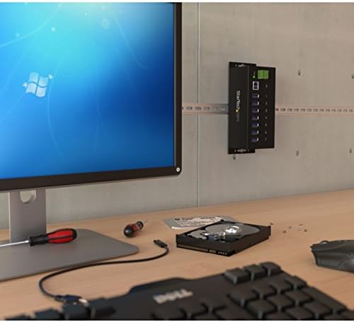 StarTech.com 7-Port USB 3.0 Hub - 5Gbps - Metal Industrial USB-A Hub with ESD Protection & 350W Surge Protection - Din Rail Wall or Desk Mountable - TAA Compliant USB Expander Hub (ST7300USBME) - Image 4