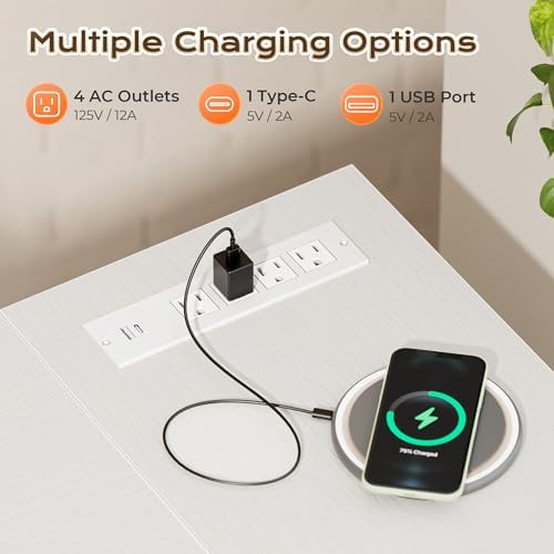 Huuger 63 Inch L Shaped Desk with Power Outlets & 0.95 Inch Thicker Desktop - Image 4