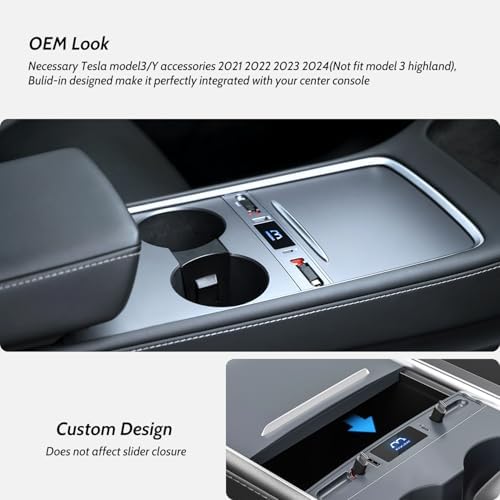 2 USB-C Touch Hub for Tesla (Carbon Fiber), Retractable 27W Fast Charger for iPhone 15 is Necessary Model3/Y 2024/2023/2022/2021 Accessories but Not for M3 Highland, Gifts for Tesla Owners - Image 5