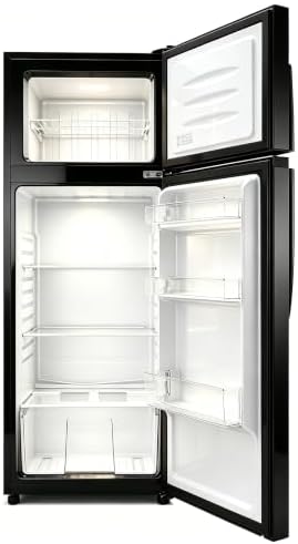 7.5 Cu.Ft Compact Refrigerator, Midnight Black Double Door Mini Fridge, Upper Freezer & Lower Fresh Food Zone, Liquid Silver Metal Handle, Quiet Energy Saving Small Fridge, Small Footprint - Image 4