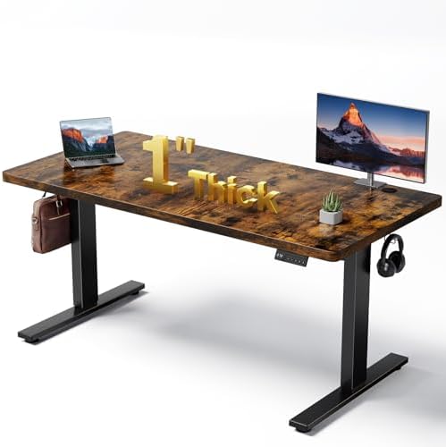 Brown 60x28 in Electric Standing Desk, 1 Inch Thick Tabletop by Unknown