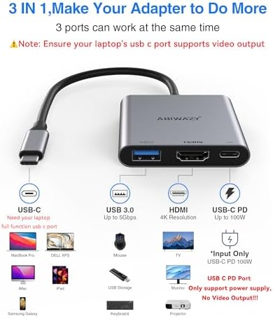 USB C to HDMI Multiport Adapter with 4K HDMI Output Type-C Hub Converter - Image 2