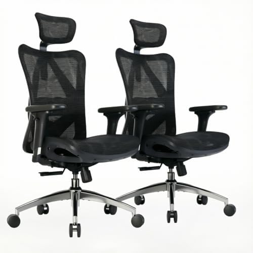 SIHOO M57 Ergonomic Mesh Office Chair, High Back Home Desk Chair with 3D Armrests, Lumbar Support and Adjustable Headrest, Comfortable Computer Chair, Office Chair Hold 330 LBS-2 Packs-Black by SIHOO