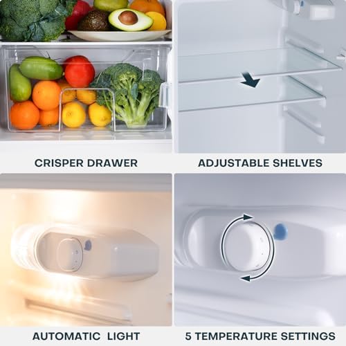 Upstreman 4.0 Cu.Ft. Mini Fridge with Freezer, Dorm Essentials, Double Door, Small Refrigerator for Office, Dorm, Bedroom, Adjustable Thermostat, Large Capacity, Stainless-SR401 - Image 3