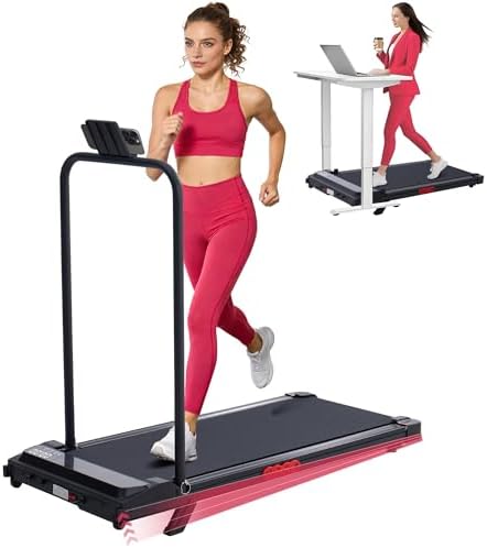 Small Treadmill for Home, Walking Pad Treadmill with Incline and Handle Bar, 3.0HP Electric Under Desk Treadmill for Small Space, 0.6-7.6MPH Portable Mini Exercise Treadmills, 350LBS Capacity by Potupus