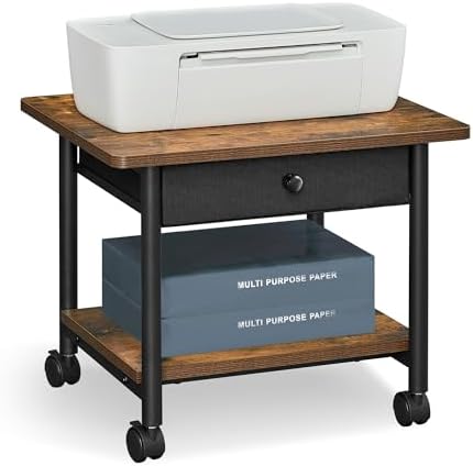 VASAGLE 2-Tier Printer Stand with Locking Wheels, Under Desk Printer Table by VASAGLEbySONGMICSHOME