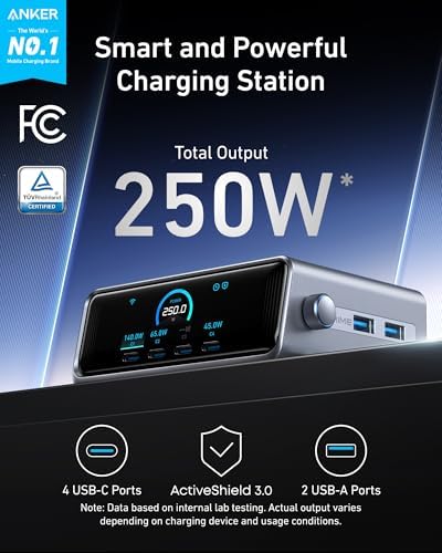 Anker Prime Charging Station, 250W 6-Port GaN USB C Charger - Image 2