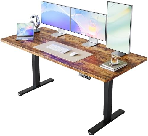 HUANUO 63x28 Inch Electric Standing Desk, Height Adjustable, Rustic Brown by HUANUO