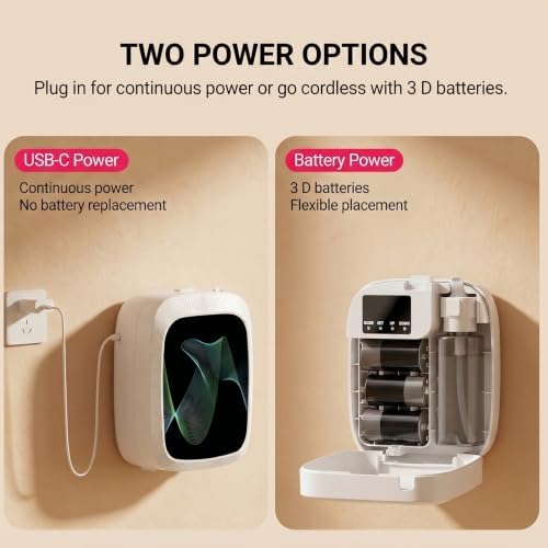 Waterless Essential Oil Diffuser, Cold Air Scent Diffuser Machine for Home & Office, Bluetooth App & Manual Control, USB-C or D Battery Powered, Wall Mount or Tabletop, White - Image 5
