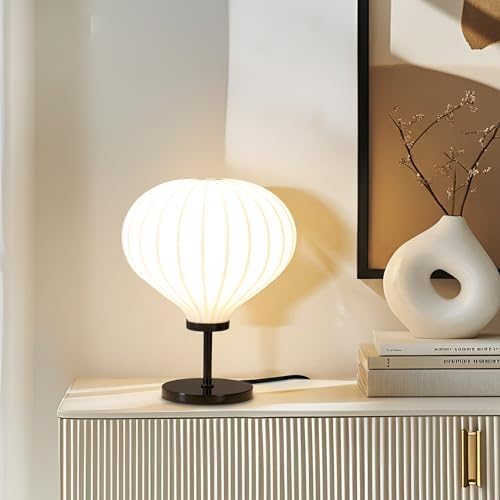 Brightech Nimbus LED Table Lamp - Unique Resin Shade & LED Bulb, Elegant Bedroom Décor - Modern Ambient LED Desk Lamp for Bedroom, Living Room - Black by Brightech