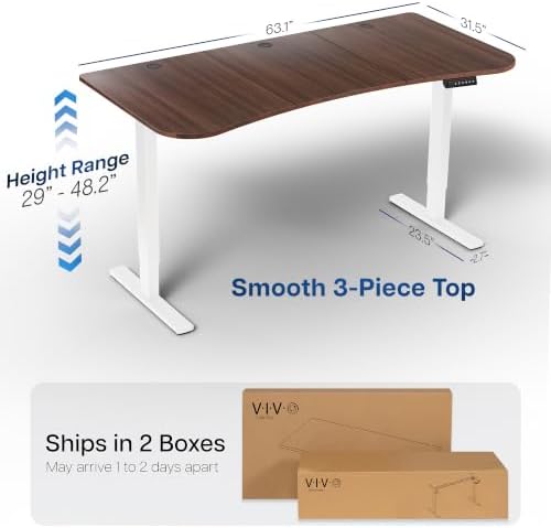 VIVO Dark Walnut 63 x 32 in Standing Desk, DESK-KIT-1W1D - Image 3