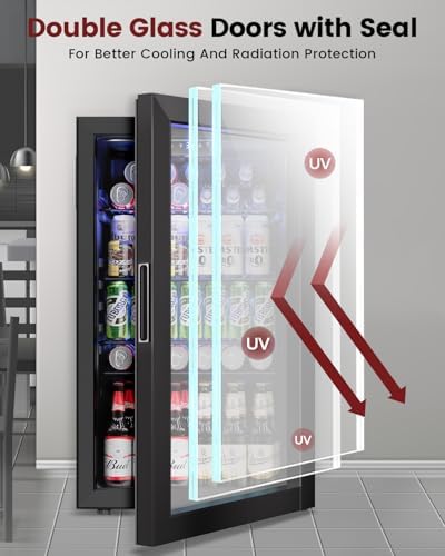 Feelfunn 3.2 Cu.Ft Glass Door Beverage Refrigerator, 126 Can Mini Fridge - Image 4