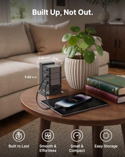 Gitryin Tower Charging Station for Nightstand, 120W Retractable Charger - Image 5