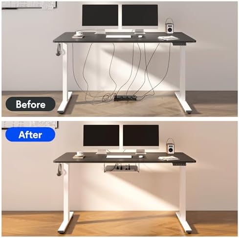 FLEXISPOT EN2 48"x24" Whole-Piece Standing Desk with Power Strip, Mahogany - Image 6