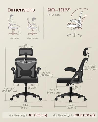 VASAGLE Ergonomic Mesh Office Chair with Adjustable Lumbar Support - Image 3