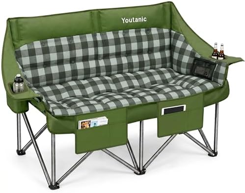 Youtanic 60" Extra Double Camping Chair for Adults, 700lbs Padded Loveseat by Youtanic
