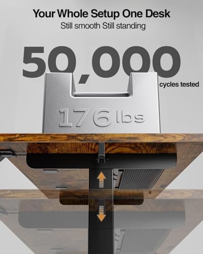 Acrolix 55x24 Electric Standing Desk with Cable Net, Rustic Brown - Image 4