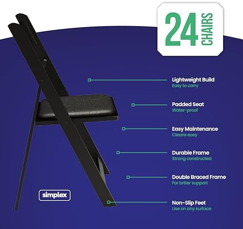 SIMPLEX 24 Black Resin Folding Chairs, Stackable Event & Party Chairs, 800 LB Weight Capacity, Indoor Outdoor - Image 2