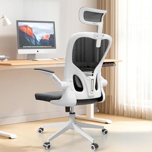 Monhey Ergonomic Office Chair, 90°-125° Tilt Back Home Desk Chair with 360° Swivel & Mute Wheels, High Back Mesh Computer Chair for Adults with Lumbar Support, 330 LBS Capacity (03White+Black) by Monhey-EasyErgonomicChair