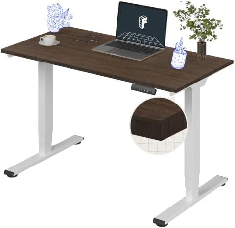 FLEXISPOT E6 Bamboo 3-Stage Dual Motor Electric Standing Desk 48 x 24 Sit Stand Up Desk, Holds 220 lbs, Adjustable Height w/Memory Presets, Solid Walnut Bamboo Desktop & White Frame, Ships in 2 Boxes by Unknown