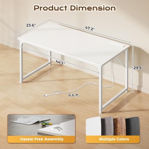 PRAISUN 47 X 24 Inch Deeper Desk with Power Outlets - Image 2