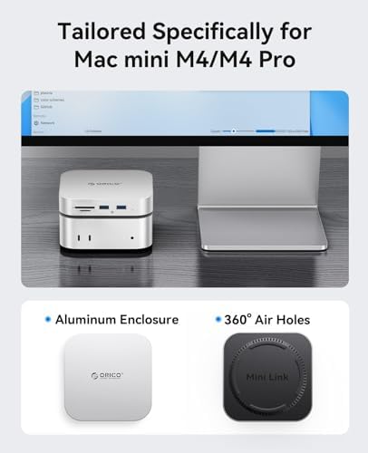 ORICO 8-in-1 Mac mini M4 Dock Compatible with Mac mini M6,M5 Pro,M4/M4 Pro - Image 5