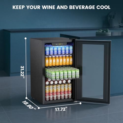 Electactic 26 Bottle Wine Cooler 130 Can Beverage Refrigerator, Small Freestanding Cabinet Wine Cellar with 40℉-61℉ Temperature Control Glass Door, Black - Image 6