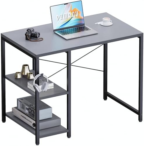 Pamray 32 Inch Small Computer Desk with Shelves for Bedroom Small Spaces by PAMRAY