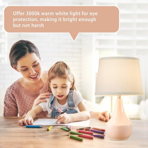 GyroVu 18" Table Lamp Set of 2, Ceramic Lamp Classic Beside Lamps Nightstand Lamp Modern Bedside Lamp for Living Room, Bedroom & Office Rocker Switch Pink-LED Bulbs Included - Image 4