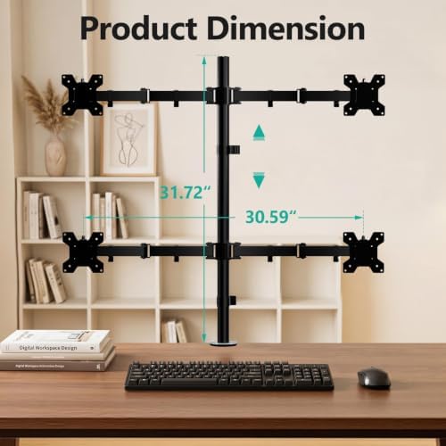 WALI Quad Monitor Desk Mount for 13-32 inch Computer Screens, 22lbs per Arm - Image 3