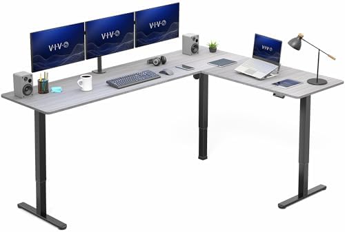 VIVO Dark Gray 84 x 63 in Corner Standing Desk, DESK-E3CTBG-84 by VIVO