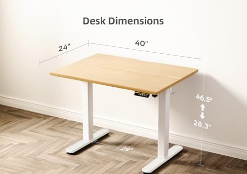 Claiks Electric Height Adjustable Standing Desk, 40x24 Inch, Bamboo - Image 3