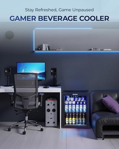 EUHOMY 1.7 Cu.ft Mini Fridge, 68 Can Beverage Refrigerator with Glass Door - Image 6