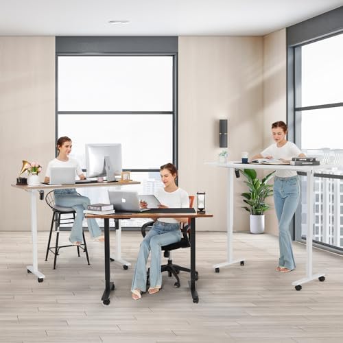 farexon 71x28 Inch Electric Standing Desk with Mouse Pad, Oak Gray - Image 6