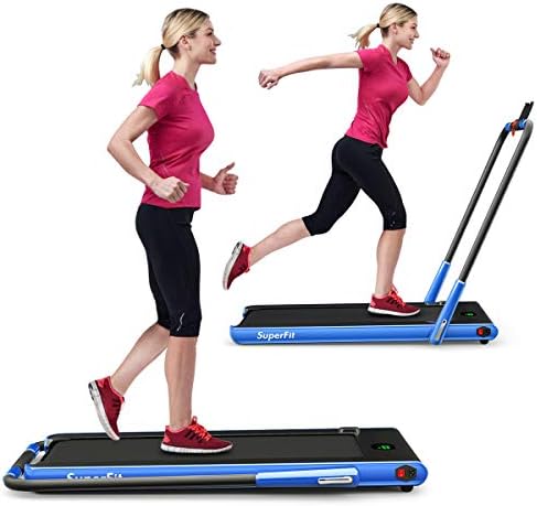 GYMAX Walking Pad, 2 in 1 Free Installation Under Desk Treadmill with Smart App, Remote Control & LED Display, 2.25HP Foldable Portable Compact Running Machine for Small Spaces Home Office by GYMAX