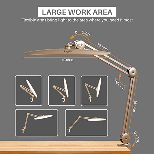 20-Inch LED Desk Lamp with Clamp, 24W 2200LM, Gold - Image 3