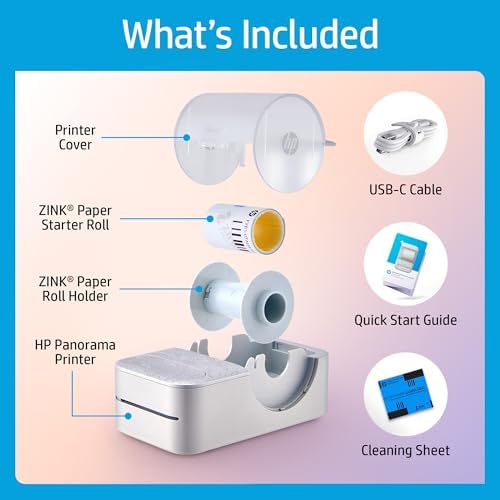 HP Sprocket Panorama Instant Color Label & Smartphone Photo Printer - Portable - Personalize Prints 2” x .5”- 9” on Zink Sticky-Back Photos - Create Photobooth Strips & Custom Designs in App - Grey - Image 2