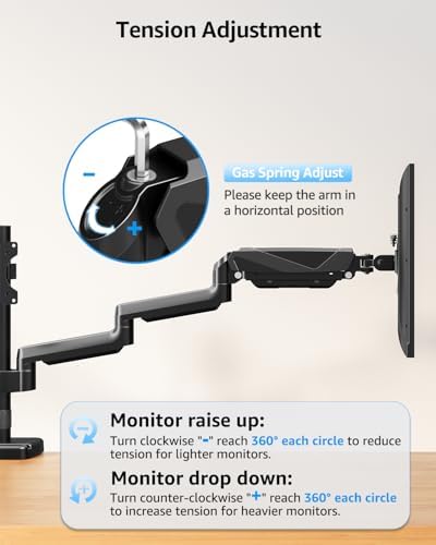 MOUNTUP Triple Monitor Mount, Triple Monitor Desk Mount for Max 27 inch Computer Screens, 3 Monitors Stand for Desk, Monitors Arm with Swivel, Tilt, Rotation, Each Arm Holds 4.4-19.8 lbs - Image 3